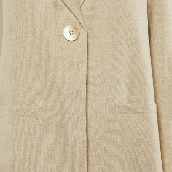 Ganni Neutral Linen Button Front Oversized Jacket L - Picture 3 of 7